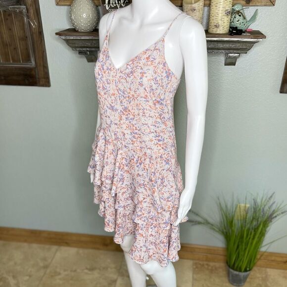 Prose and Poetry Asymmetrical Chiffon Ruffle Floral Spaghetti Strap Dress - Picture 4 of 16